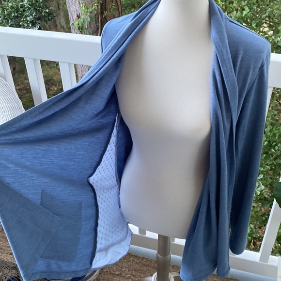 Logo by Lori Goldstein light blue logo lounge long sleeve open sweater cardigan - Picture 6 of 10